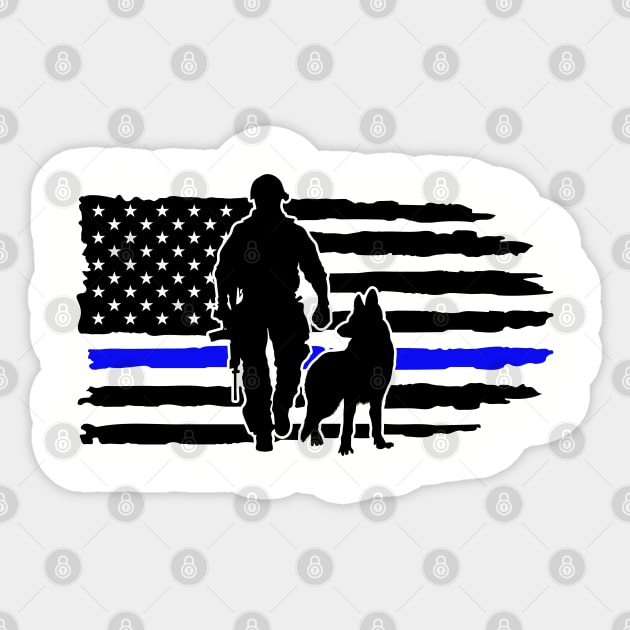 Thin Blue Line Flag for K9 Handlers Sticker by Shirts by Jamie